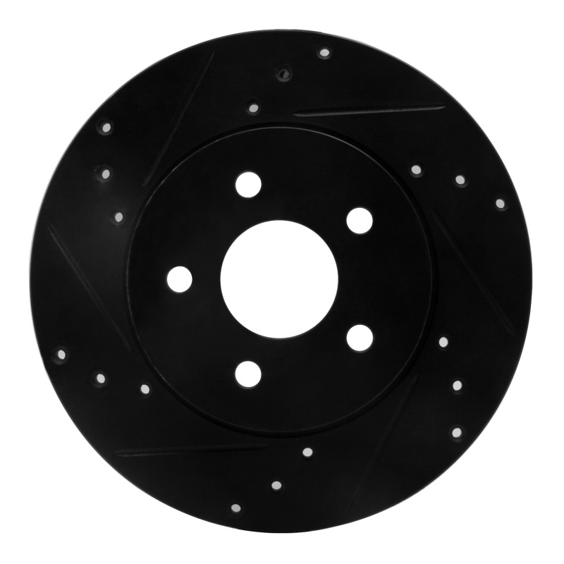 Ford Mondeo Brake Rotor (1) - Rear Left - R1 Concepts - Drilled & Slotted - Black - `01-`08